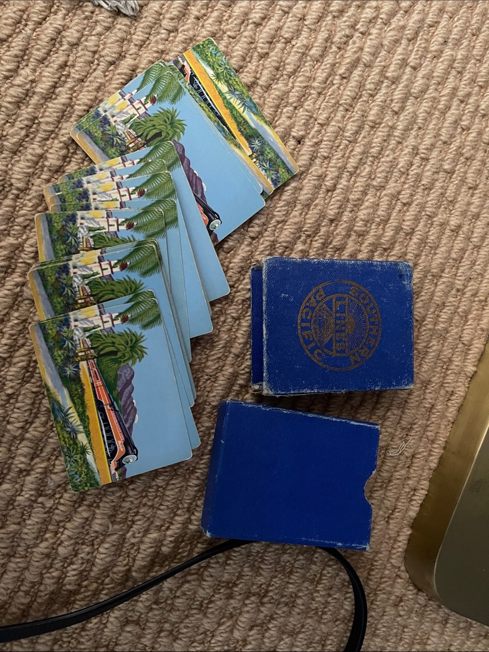 Vintage Blue southern pacific lines Playing Cards - Blue